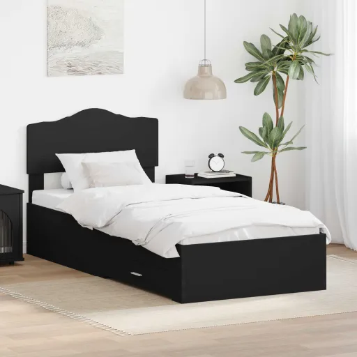 Estructura de Cama Negro 100 x 200 cm Madera de Ingeniería