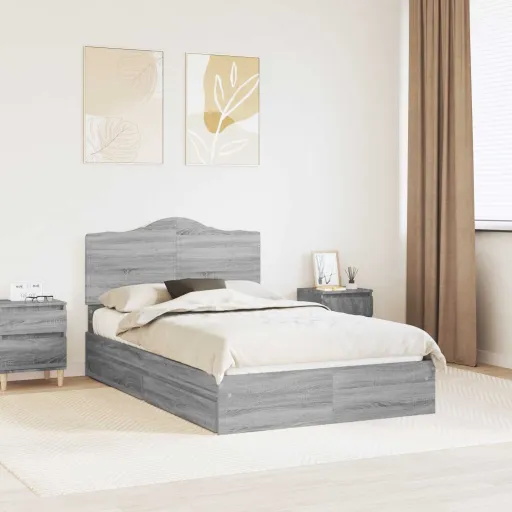 Cama Con Almacenamiento Con Cabecera Gris Sonoma 120 x 200 cm