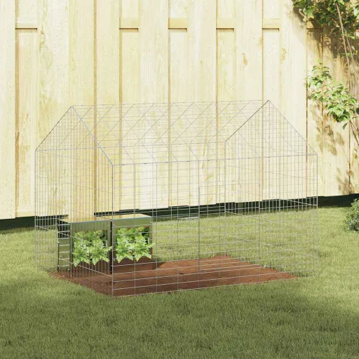 Jaula Para Conejos Plateado 400 x 78 x 78 cm Acero Galvanizado