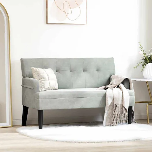Banco Chesterfield Gris Claro 112 x 65,5 x 75 cm Terciopelo