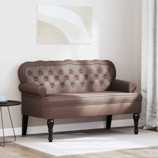Banco Chesterfield Marrón 119,5 x 64,5 x 75 cm Cuero Sintético