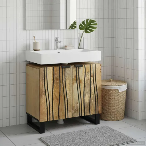 Gabinete de Lavabo Para Baño Con Estante Marrón 62 x 33 x 58 cm