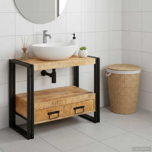 Mueble Tocador Marrón 71 x 33 x 58 cm Madera de Mango Maciza