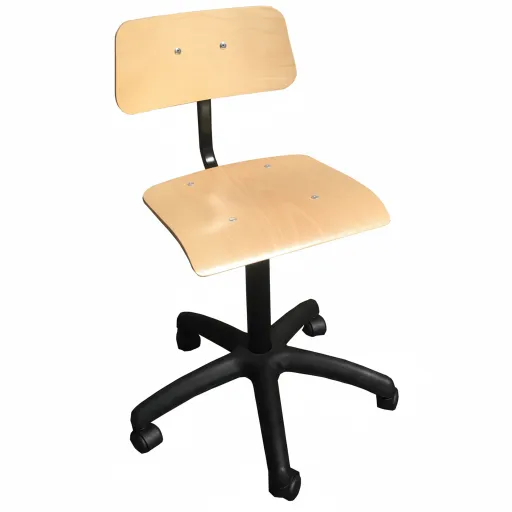 Silla de Oficina de Madera Con Ruedas