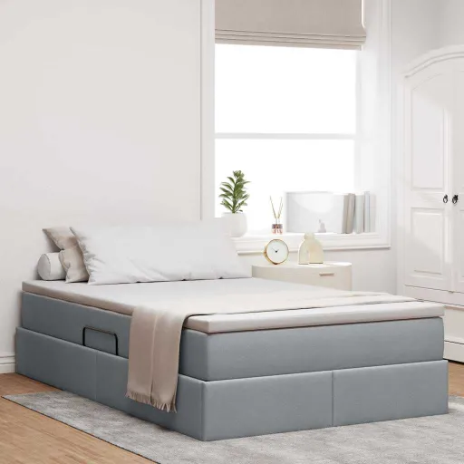 Cama Con Almacenamiento y Colchón Gris Claro 120 x 200 cm