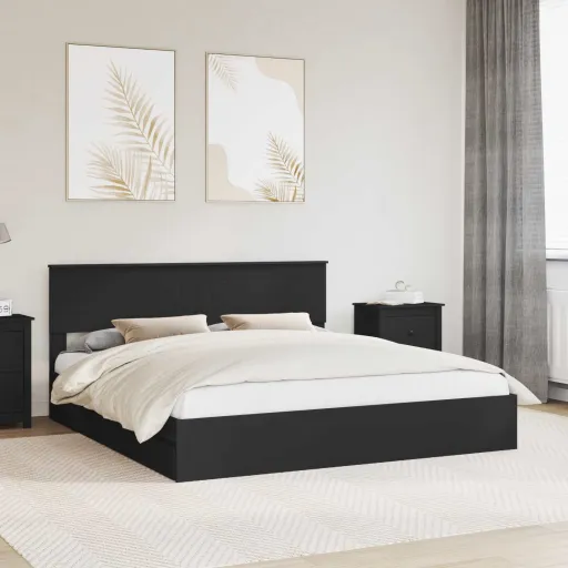 Cama Con Almacenamiento Negro 180 x 200 cm Madera de Ingeniería