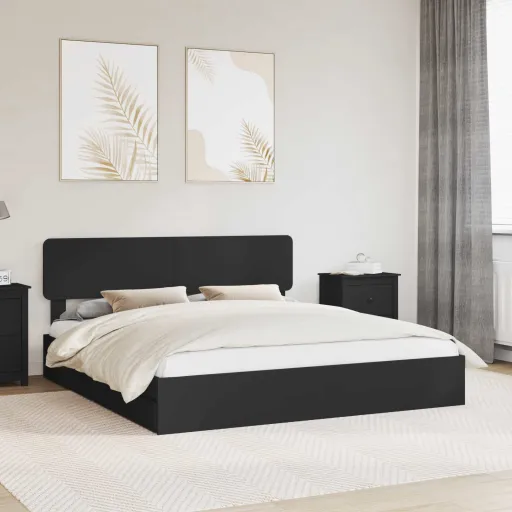 Cama Con Almacenamiento Negro 180 x 200 cm Madera de Ingeniería