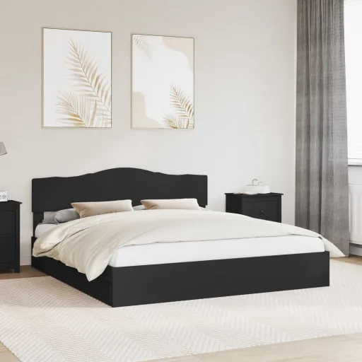 Cama Con Almacenamiento Negro 180 x 200 cm Madera de Ingeniería