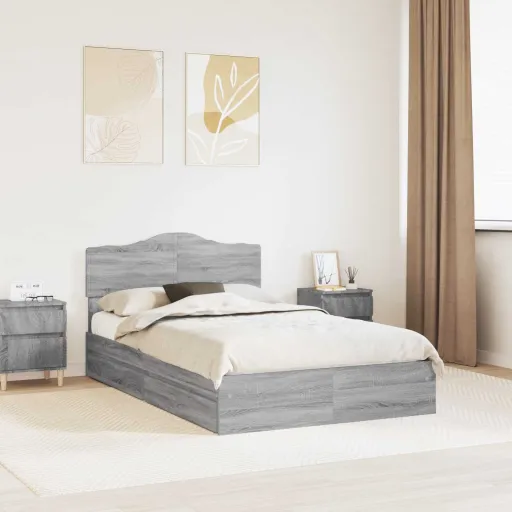 Cama Con Almacenamiento Con Cabecera Gris Sonoma 120 x 190 cm