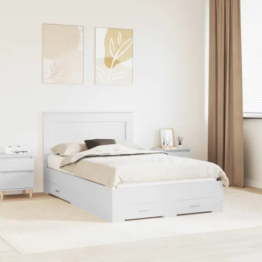 Estructura de Cama Con Cajón Con Cabecera Madera Contrachapada