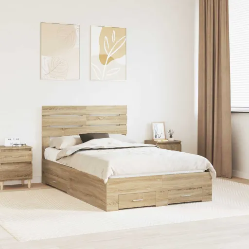 Estructura de Cama Con Cajón Con Cabecera Madera Contrachapada