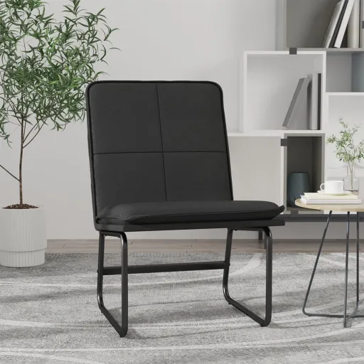 Sillón de Cuero Sintético Negro 54x75x76 cm