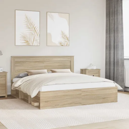 Estructura de Cama Sonoma 200 x 200 cm Madera de Pino Macizo