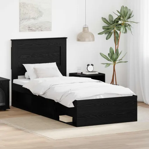 Estructura de Cama Negro 90 x 190 cm Madera de Pino Macizo