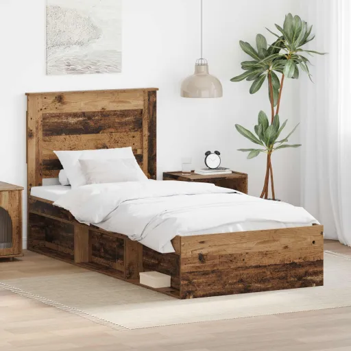 Estructura de Cama Con Cabecera Madera Vieja 75 x 190 cm