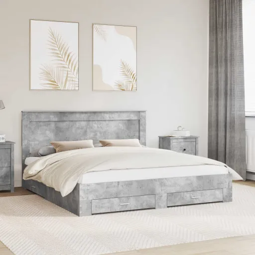 Estructura de Cama Con Cajón Con Cabecera Madera Contrachapada
