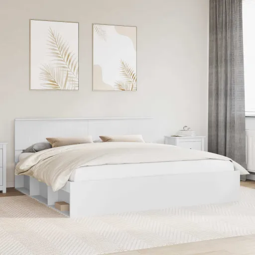 Estructura de Cama 200 x 200 cm Madera de Pino Macizo