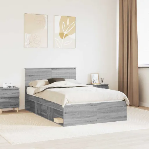 Estructura de Cama Con Cabecera Gris Sonoma 120 x 190 cm