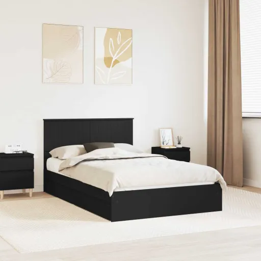 Cama Con Almacenamiento Negro 120 x 200 cm Madera de Ingeniería