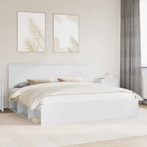 Estructura de Cama 200 x 200 cm Madera de Pino Macizo