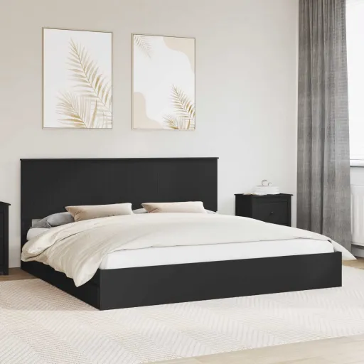 Cama Con Almacenamiento Negro 200 x 200 cm Madera de Ingeniería