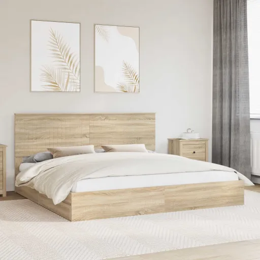 Cama Con Almacenamiento Con Cabecera Roble Sonoma 200 x 200 cm