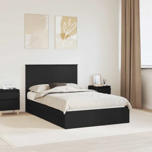 Cama Con Almacenamiento Negro 120 x 200 cm Madera de Ingeniería