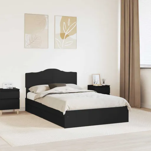 Cama Con Almacenamiento Negro 120 x 200 cm Madera de Ingeniería