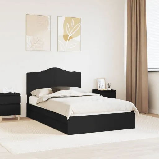 Cama Con Almacenamiento Negro 120 x 200 cm Madera de Ingeniería