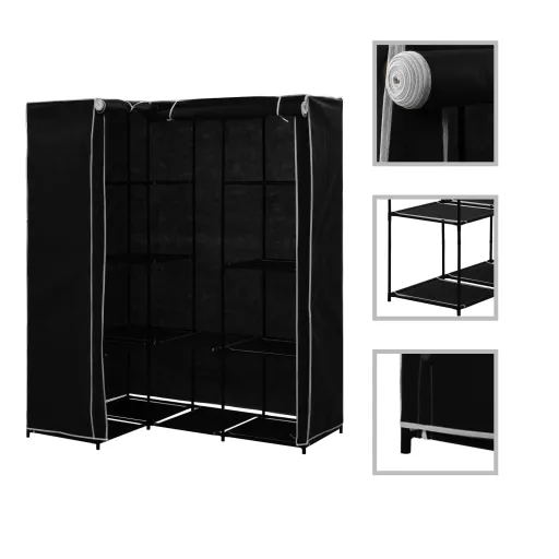 Armario de Esquina Negro 130x87x169 cm
