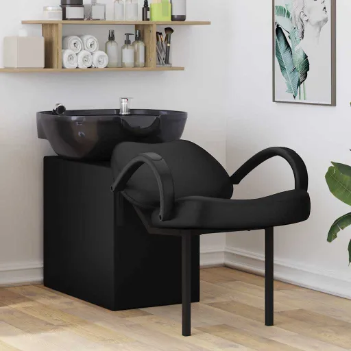 Silla de Shampoo Manual Negro 63 x 141 x 92 cm PVC