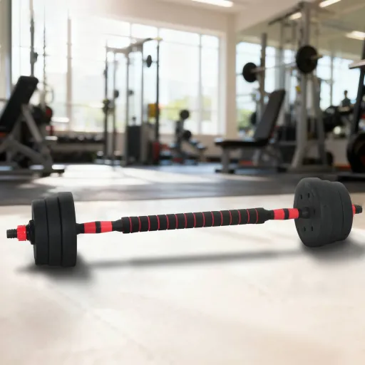 Set de Mancuernas y Barra de 2 en 1 30kg Negro y Rojo