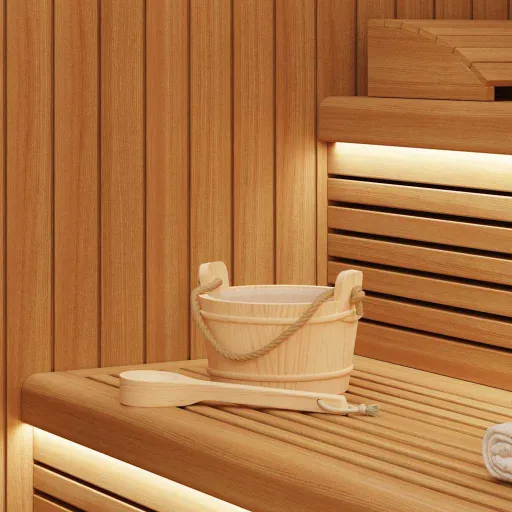 Cubo de Sauna   Marrón Madera de Pino Sólida y Cáñamo (2 pcs)