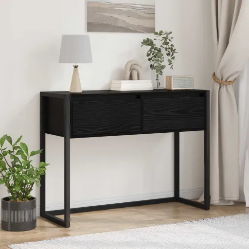 Mesa Auxiliar Roble Negro 100 x 36 x 75 cm Madera Contrachapada