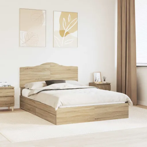 Cama Con Almacenamiento Con Cabecera Roble Sonoma 160 x 200 cm