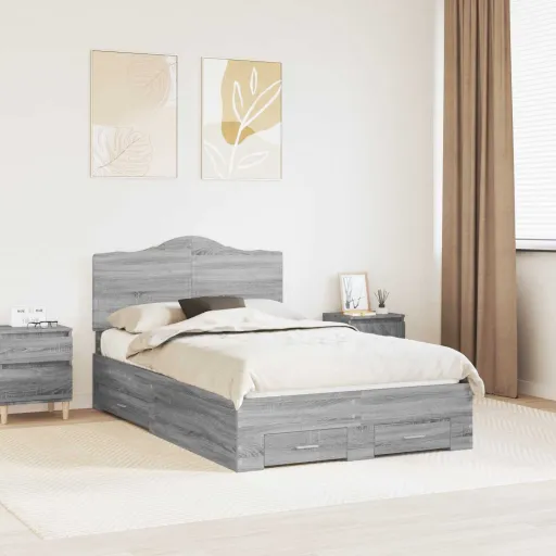 Estructura de Cama Con Cabecera Gris Sonoma 120 x 200 cm