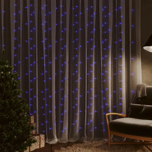 Cortina Luces Carámbano 3x3 m 300 LEDs Azul 8 Funciones