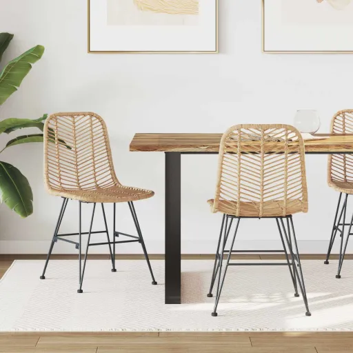Silla de Comedor   Natural 44 x 47 x 85 cm Ratan e Hierro (2 pcs)