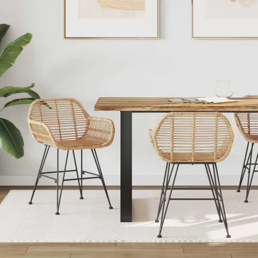 Silla de Comedor   Natural 55 x 50 x 74 cm Ratan e Hierro (2 pcs)