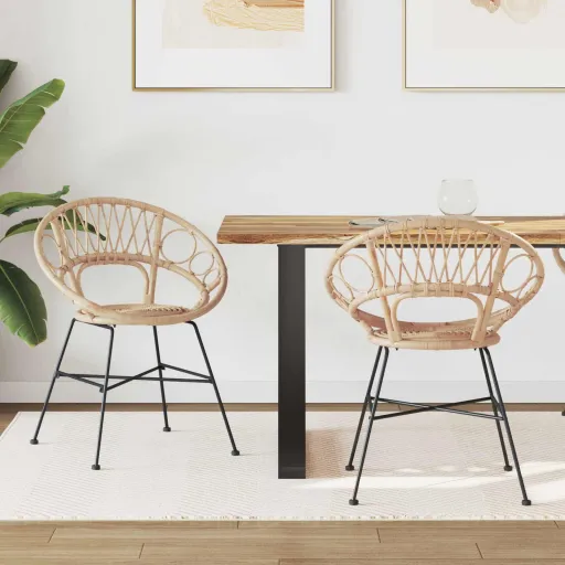 Silla de Comedor   Natural 49 x 51 x 81 cm Ratan e Hierro (2 pcs)
