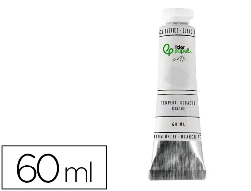 Tempera Gouache Liderpapel Tubo de Aluminio de 60 ml Color Blanco Titanio