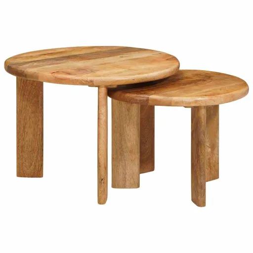 Mesas de Café Nido   Marrón Madera de Mango Maciza (2 pcs)