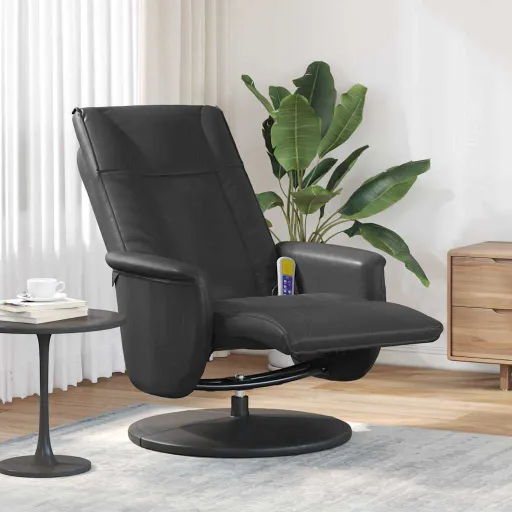Sillón Reclinable Con Masaje Giratorio Negro 71 x 90 x 105 cm