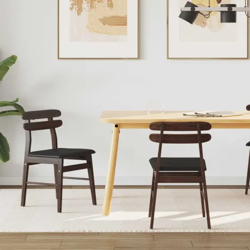 Silla de Comedor   Marrón Claro y Negro (2 pcs)