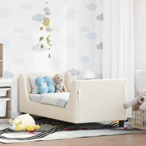 Estructura de Cama Para Niños Pequeños Con Cabecera Crema