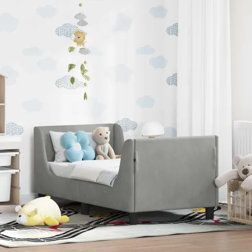 Estructura de Cama Para Niños Pequeños Con Cabecera Gris Claro
