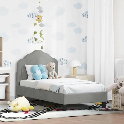 Estructura de Cama Para Niños Pequeños Con Cabecera Gris Claro