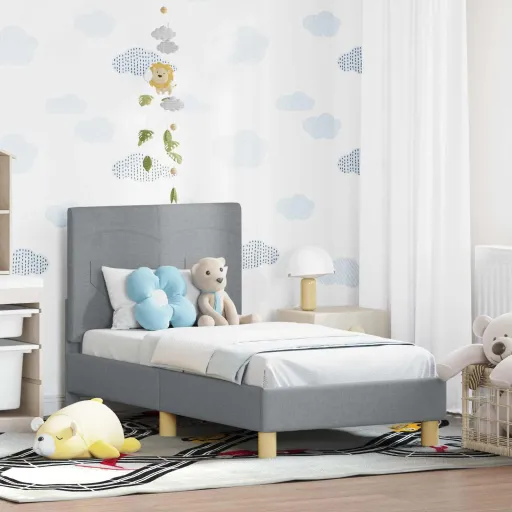 Estructura de Cama Para Niños Pequeños Con Cabecera Gris Claro