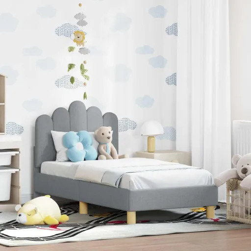 Estructura de Cama Para Niños Pequeños Con Cabecera Gris Claro
