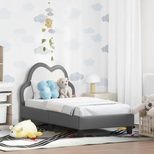 Estructura de Cama Para Niños Pequeños Con Cabecera Gris Claro